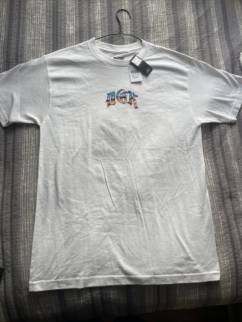 DGK zumiez White Short Sleeve Tee with Multicolor Gothic/chicano  Logo